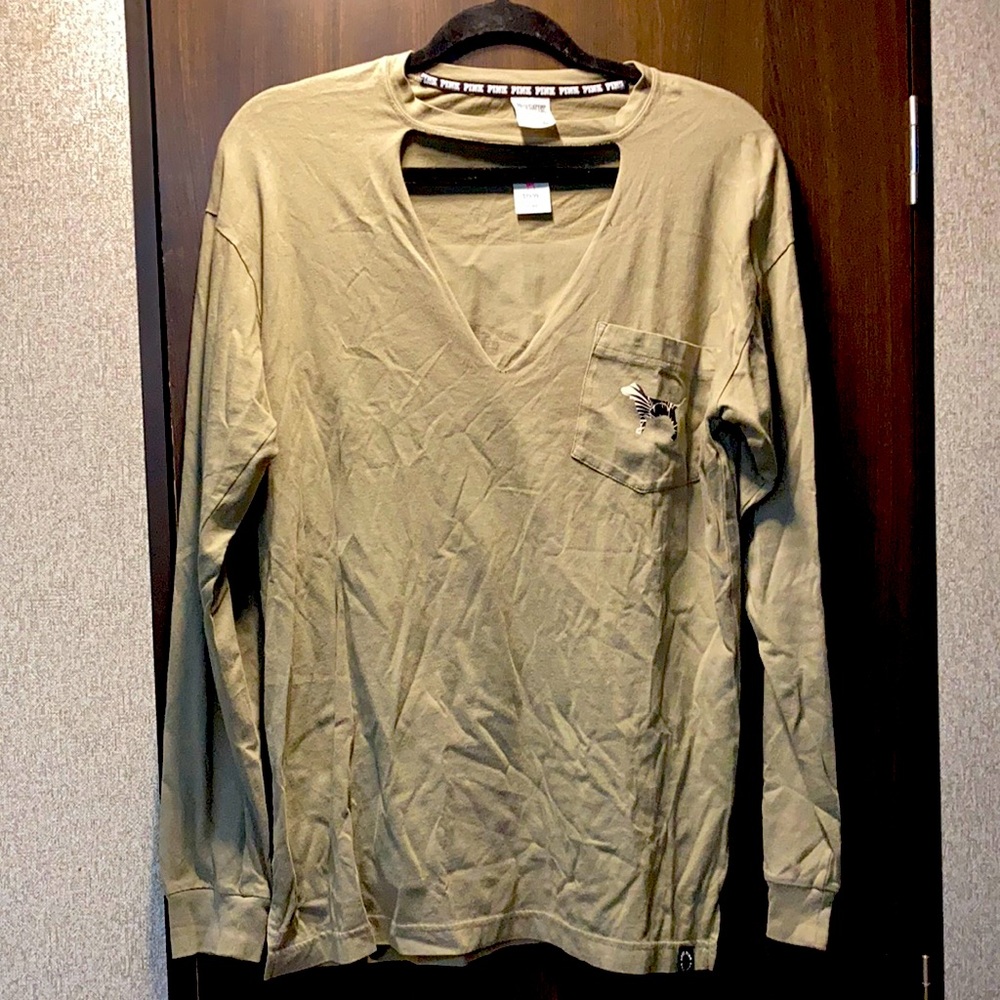 Green Victoria’s Secret cut v neck longsleeve